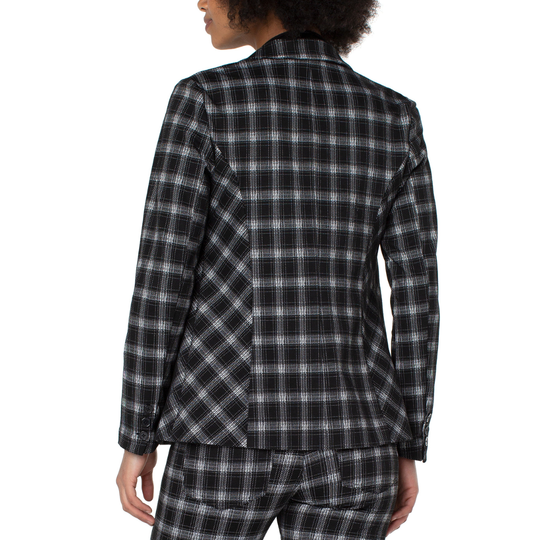 Liverpool Fitted Blazer (Black/White Plaid)