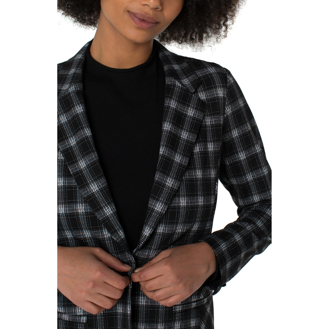 Liverpool Fitted Blazer (Black/White Plaid)