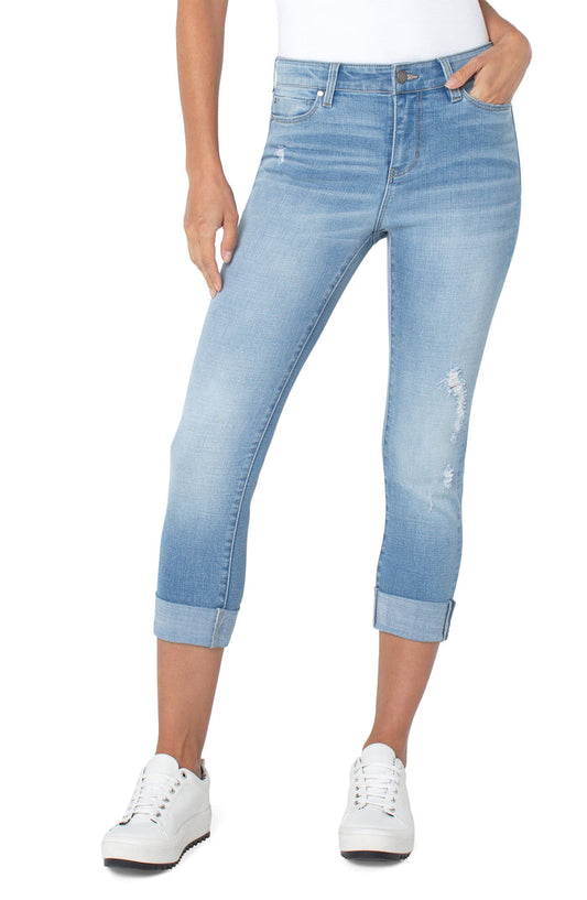 Liverpool Charlie Crop Wide Rolled Cuff Jeans (Riverton)