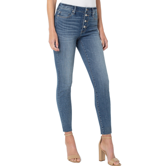 Liverpool Abby HR Ankle Skinny w/ Exposed Button & Cut Hem