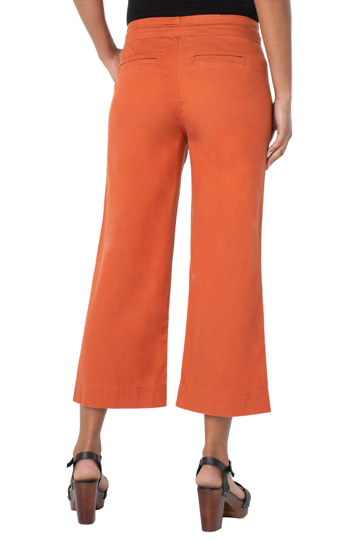 Liverpool Encased Self Tie Crop Wide Leg Pants