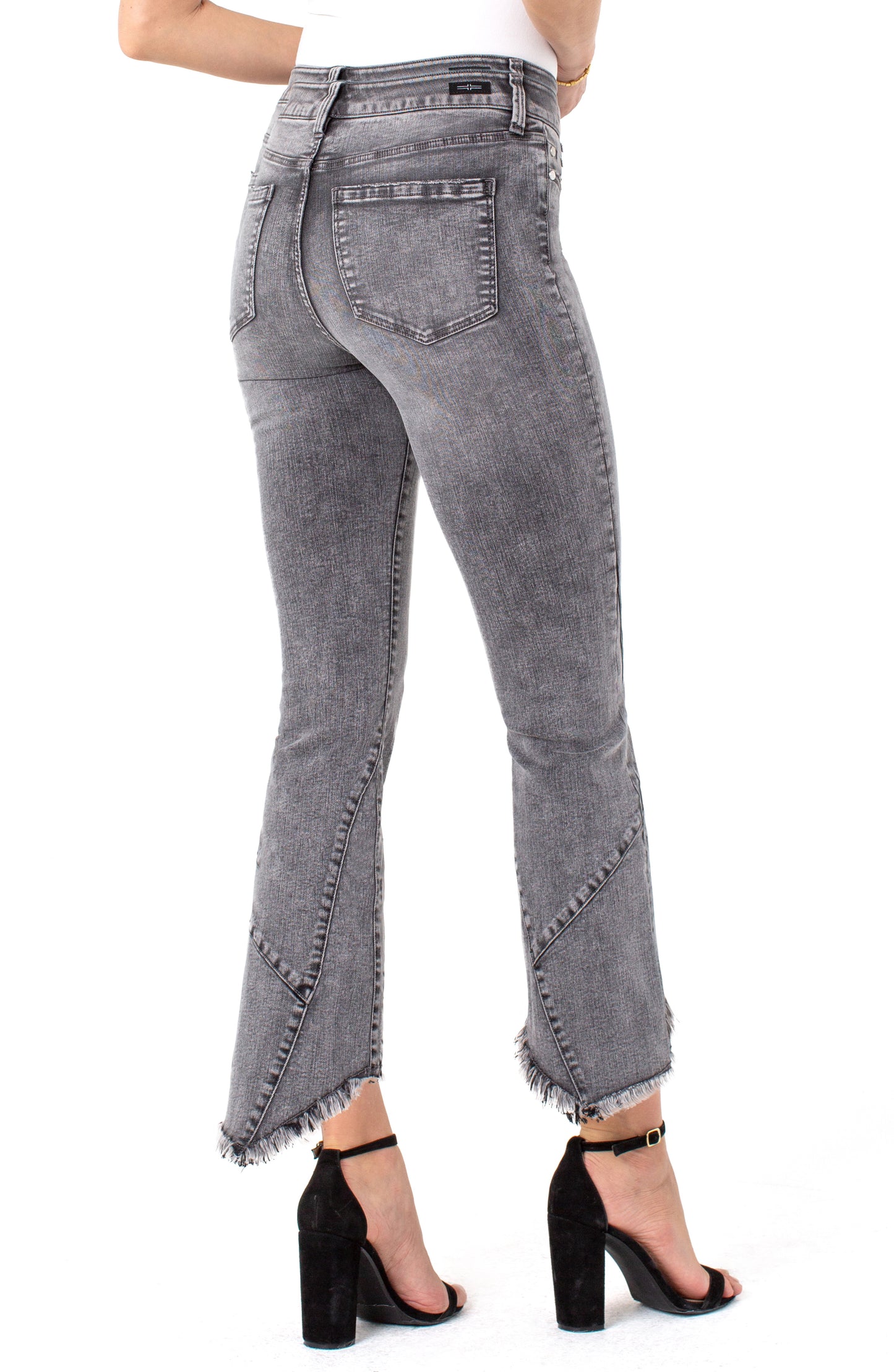 Liverpool Crop Flare Patched Hem Jeans