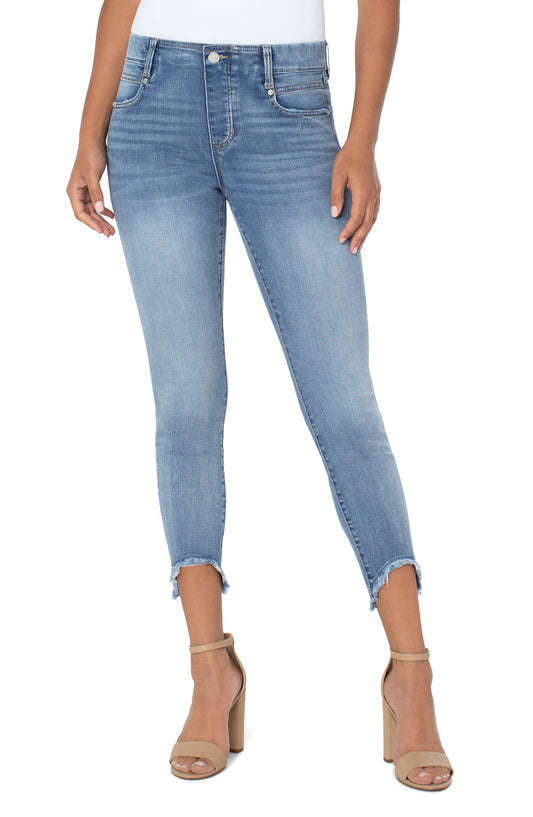 Liverpool Gia Glider Crop Skinny w/ Curved Fray Hem