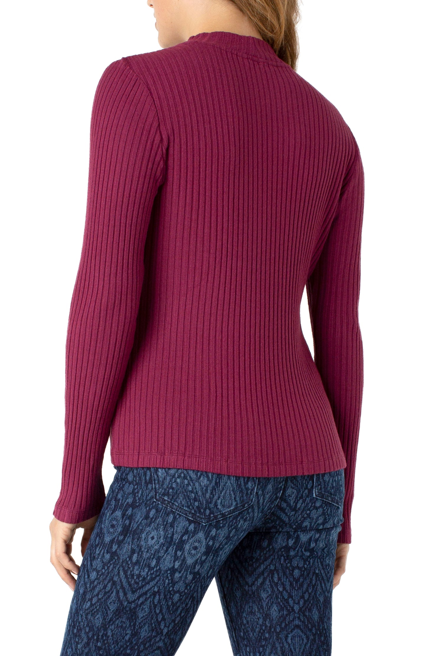 Liverpool Mock Neck Long Sleeve Basic Sweater (Solid Colors)