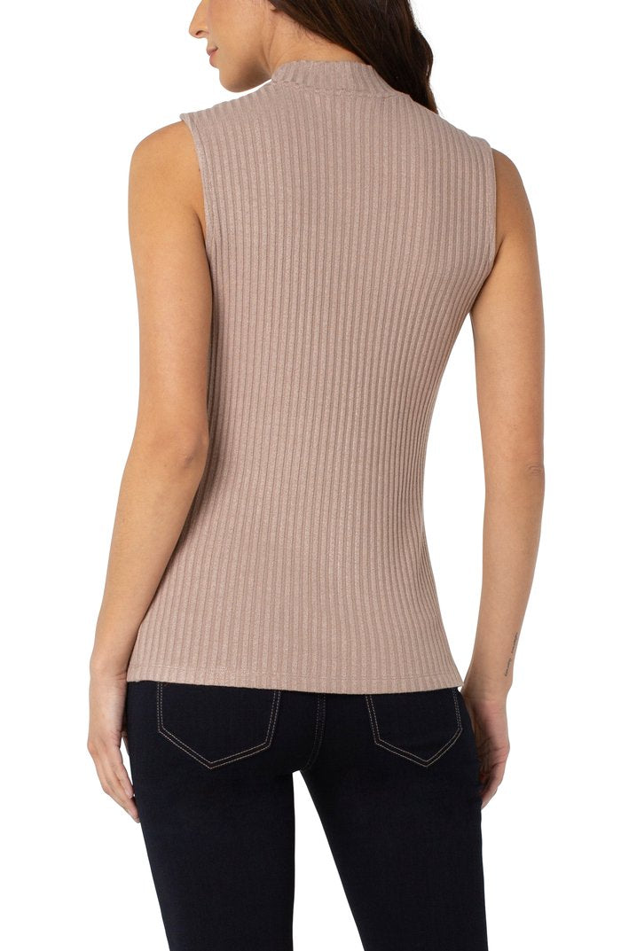 Liverpool Mock Neck Sleeveless Knit Top (solid)