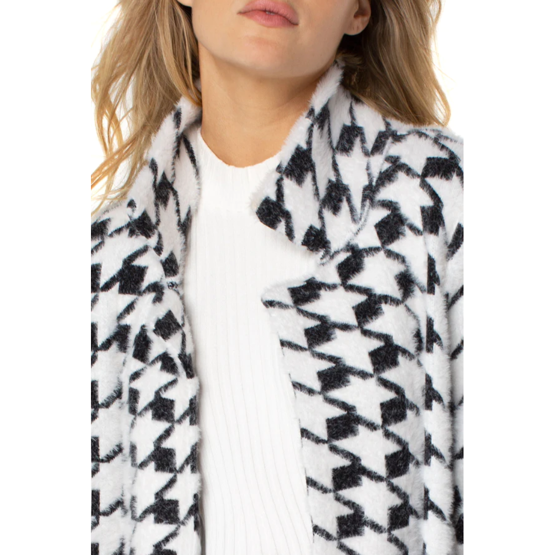 Liverpool Open Front Coatigan Sweater (Black & White Houndstooth)