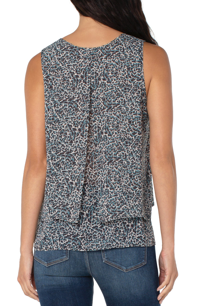 Liverpool Double Layer Sleeveless Woven Shell (Teal)