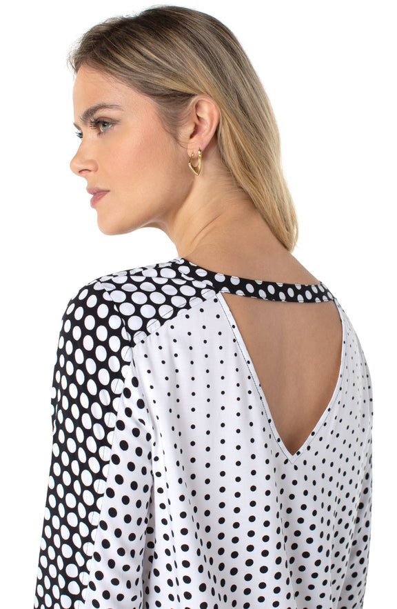 Liverpool Long Sleeve Blouse w/ Cut Out Back