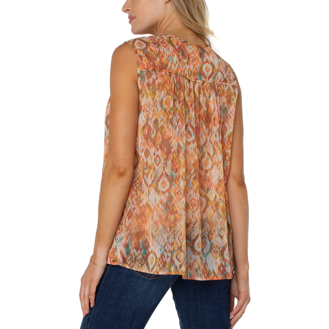 Liverpool Tie Front Shirred Sleeveless Blouse (Kaleidoscope)