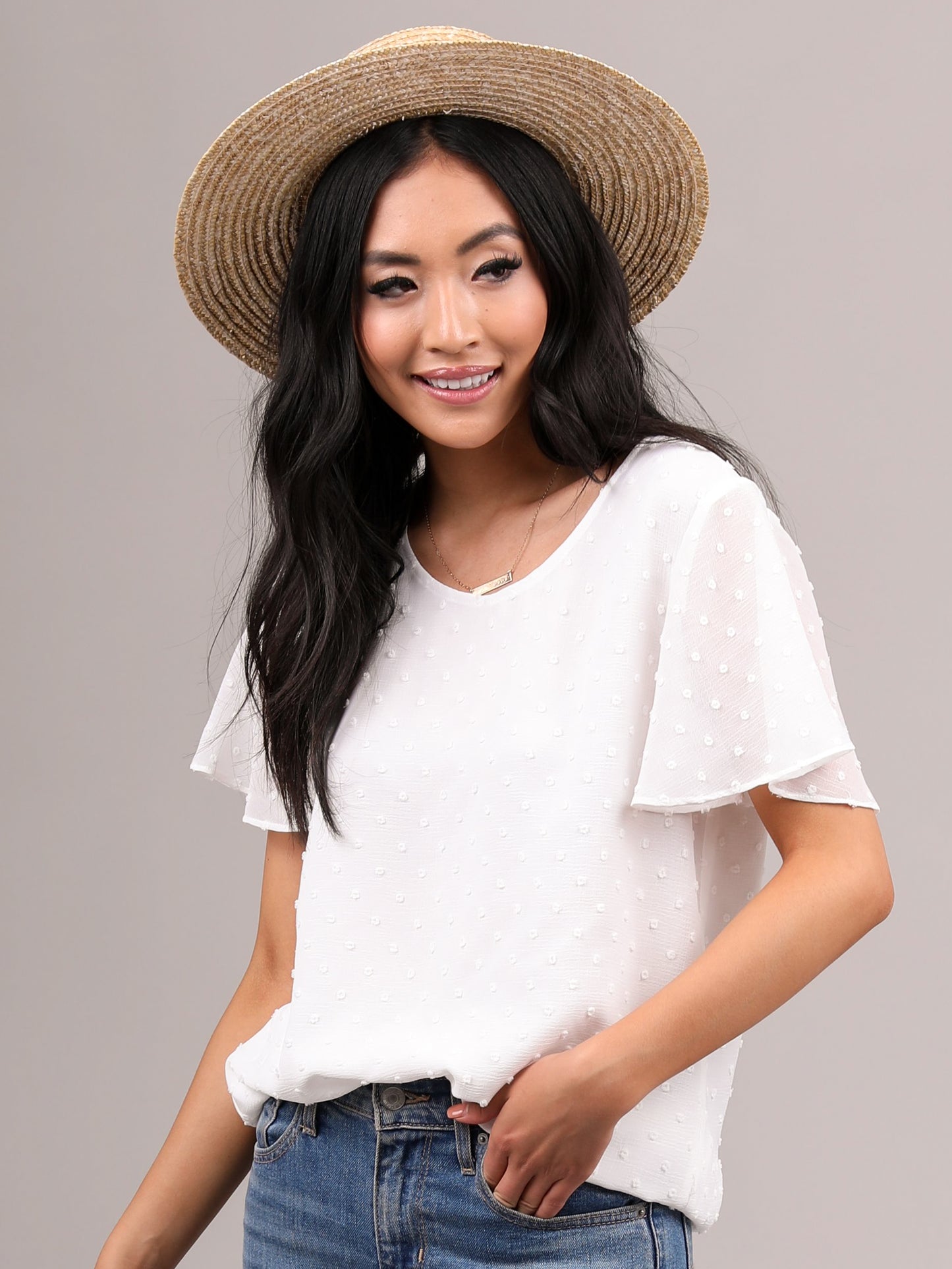 Ivory Dot Short Sleeve Top