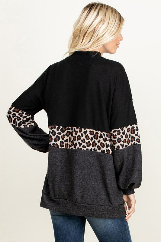 Leopard Puff Sleeved Sweater