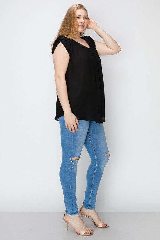 Casual Style Plus Size Top with Accenting Back Straps