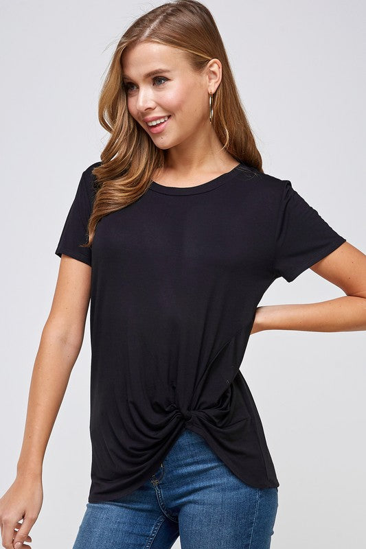 Cupro modal ultra soft side twist knot t-shirt (plus size)