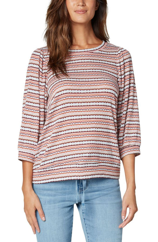 Liverpool Puff Sleeve Knit Top (stripe)