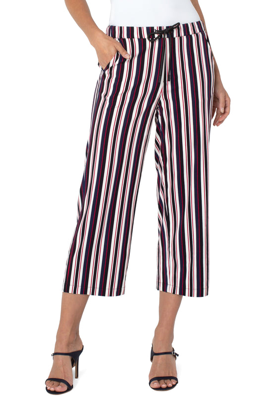 Liverpool Pull on Wide Leg Crop Trouser Stripe 25" ins