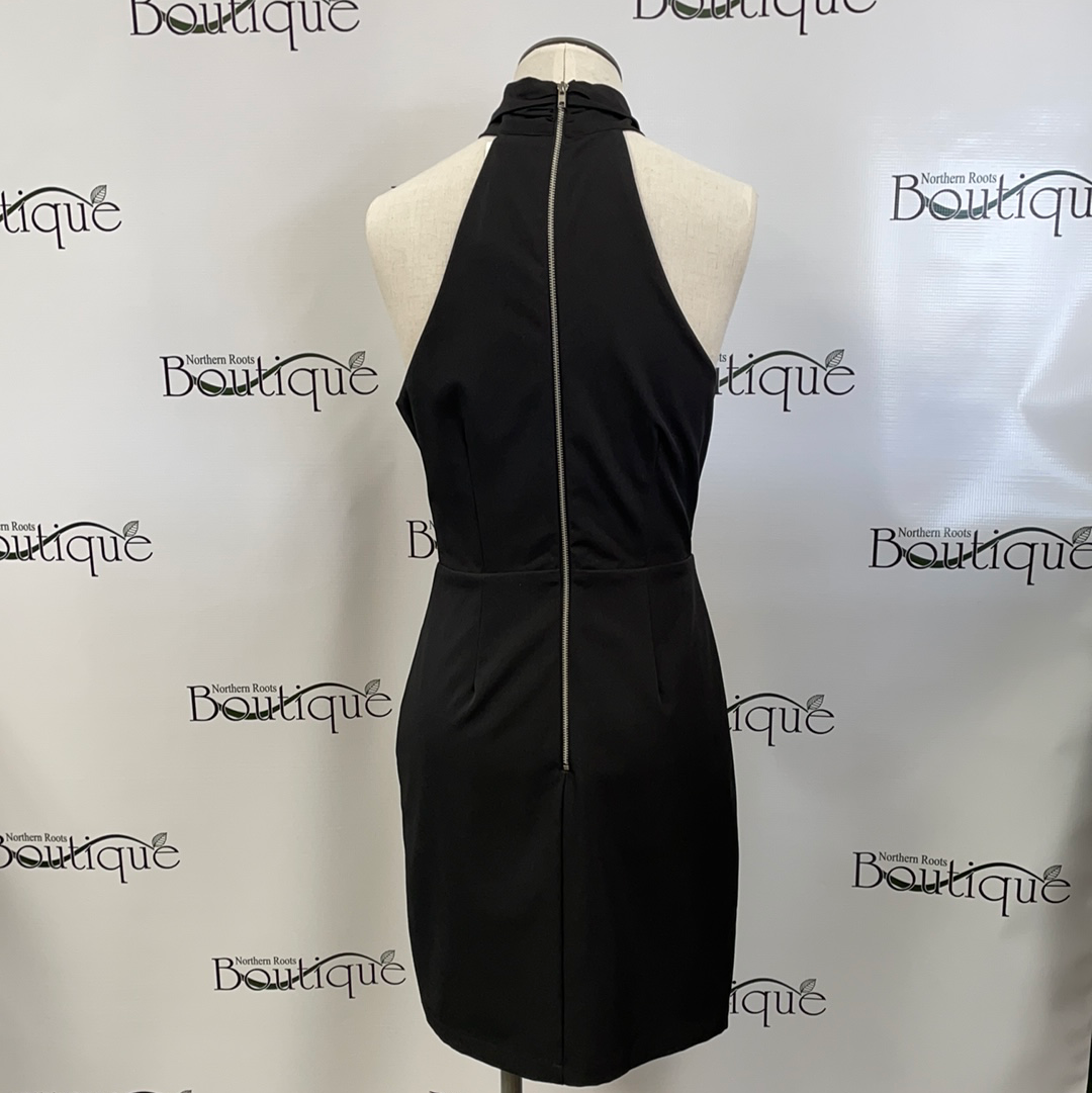 Black sleeveless knot neck dress