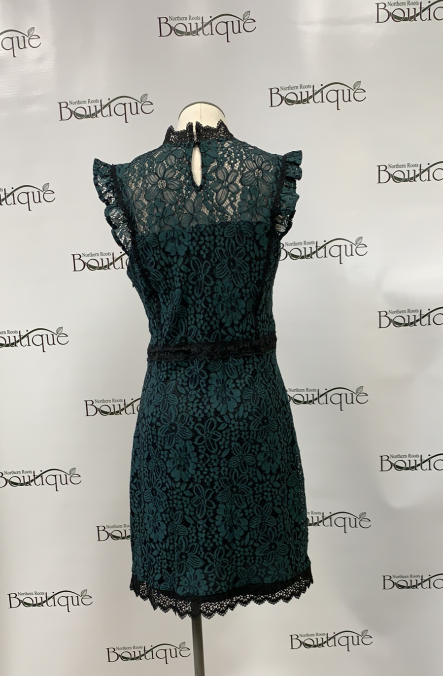 Teal lace sleeveless dress