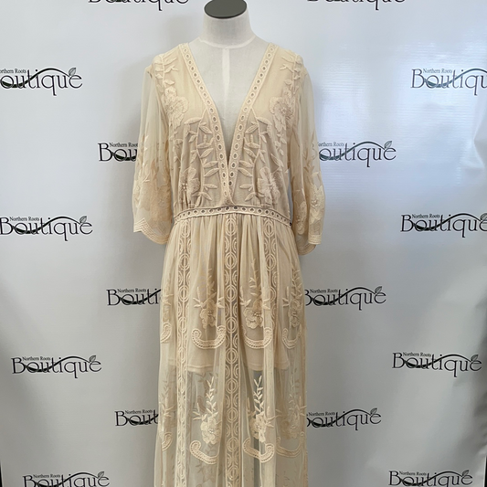 Beige Lace Maxi/Romper Dress