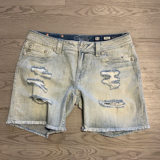 Miss Me Denim Shorts Mid Rise Distressed