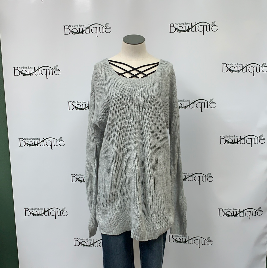 Light Weight Sweater with Strap Accent