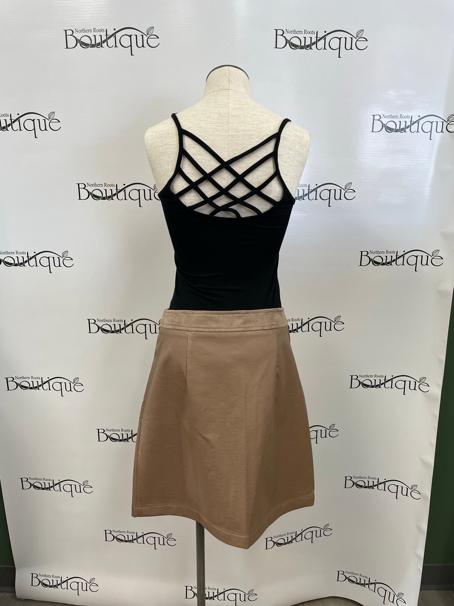 Faux Suede/Leather Mini Skirt