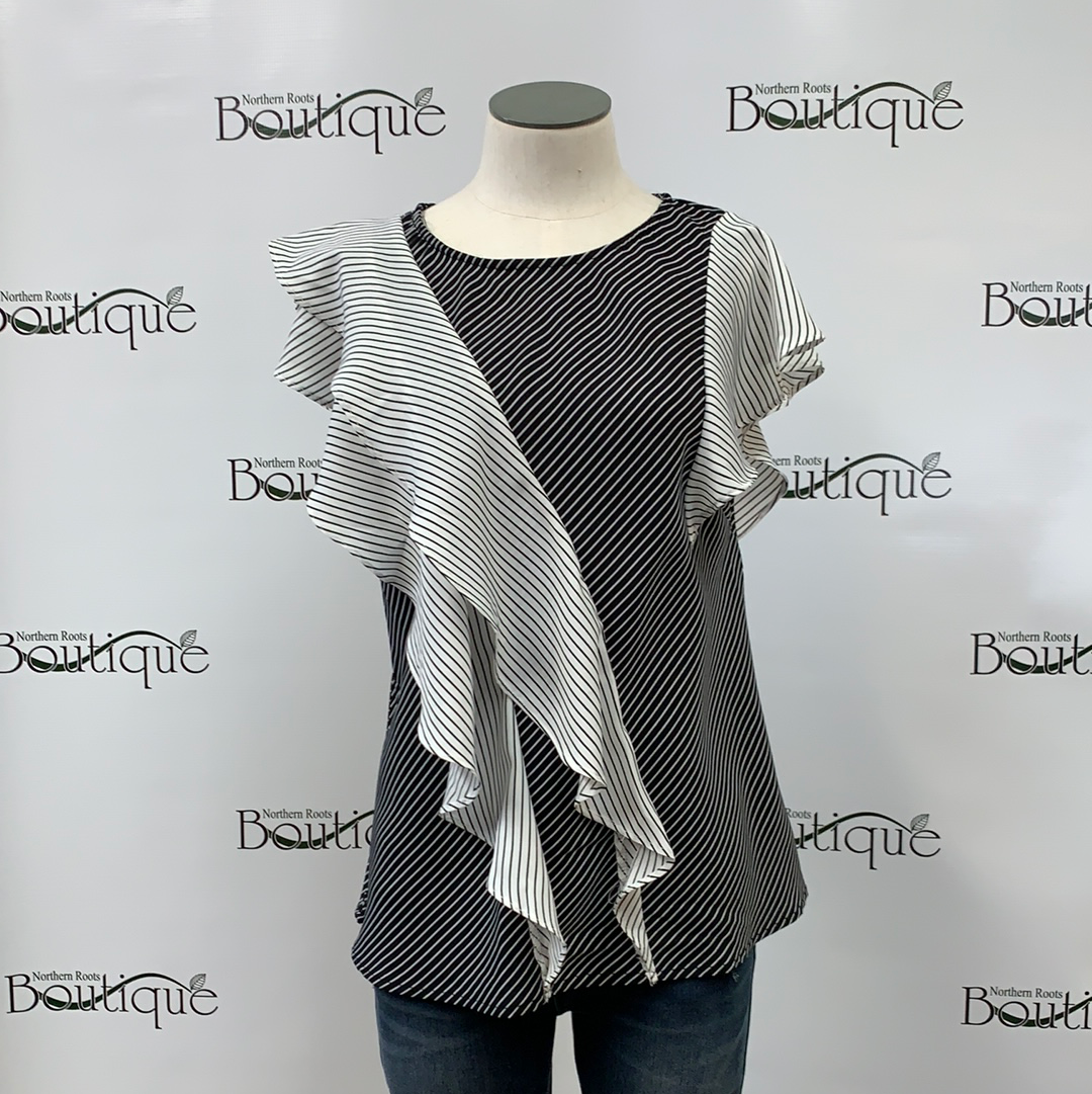 Black and White Tank with Pin Stripes