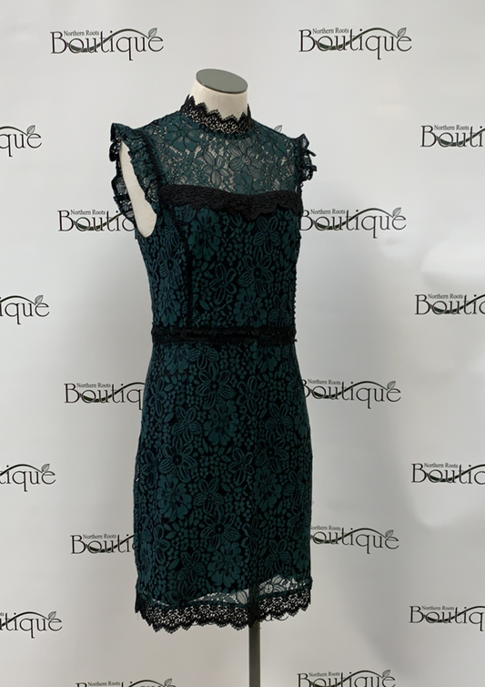 Teal lace sleeveless dress