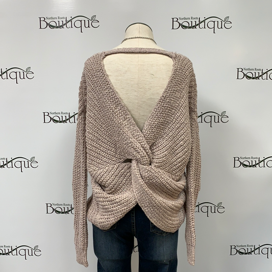 Long Sleeve Sweater with Back Twist Detail