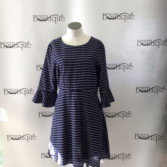 Blue pin striped long sleeve dress