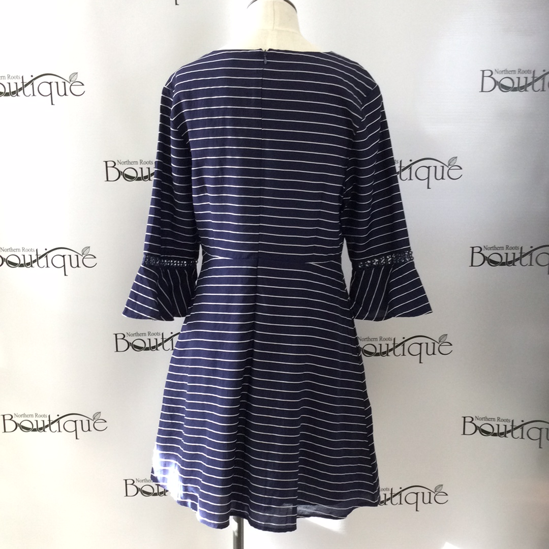 Blue pin striped long sleeve dress