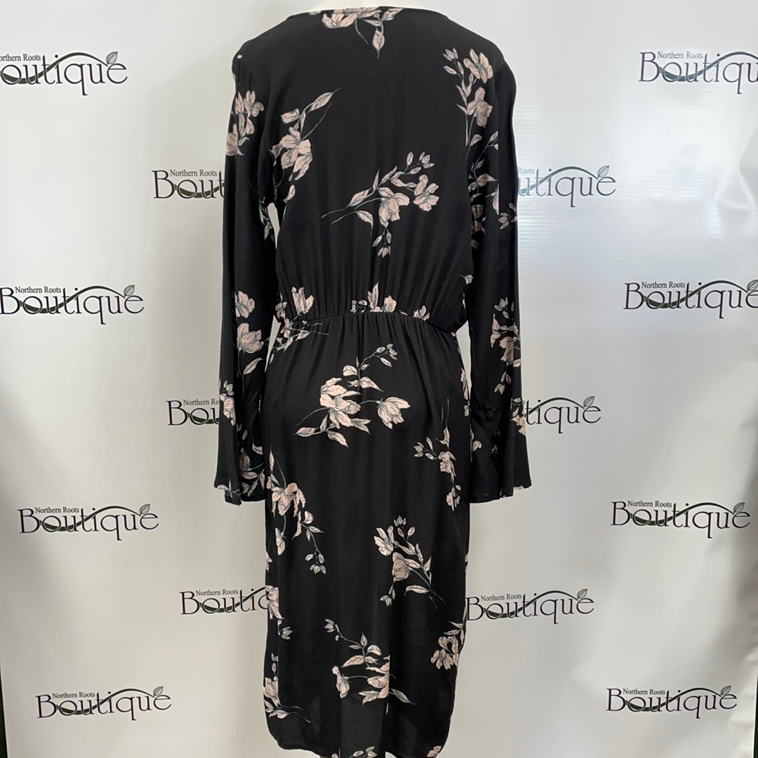 Black Floral Dress with Buttons