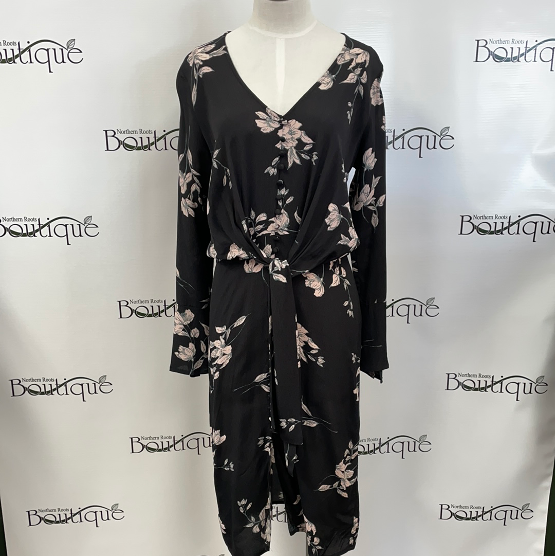 Black Floral Dress with Buttons