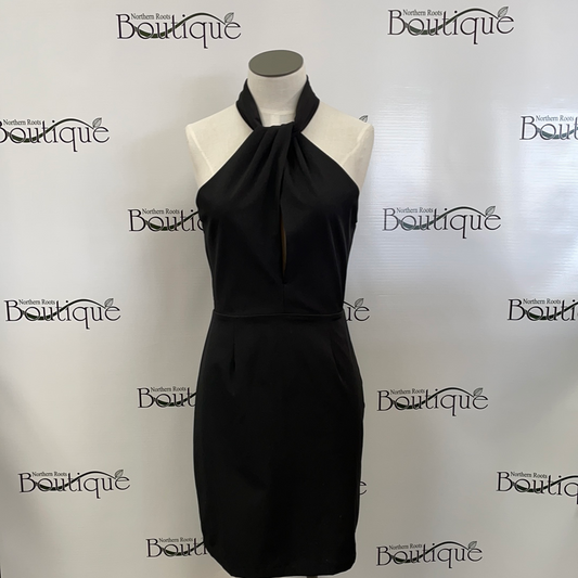 Black sleeveless knot neck dress