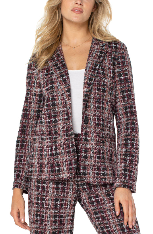 Liverpool Fitted Blazer (Pink/Black/White Plaid)