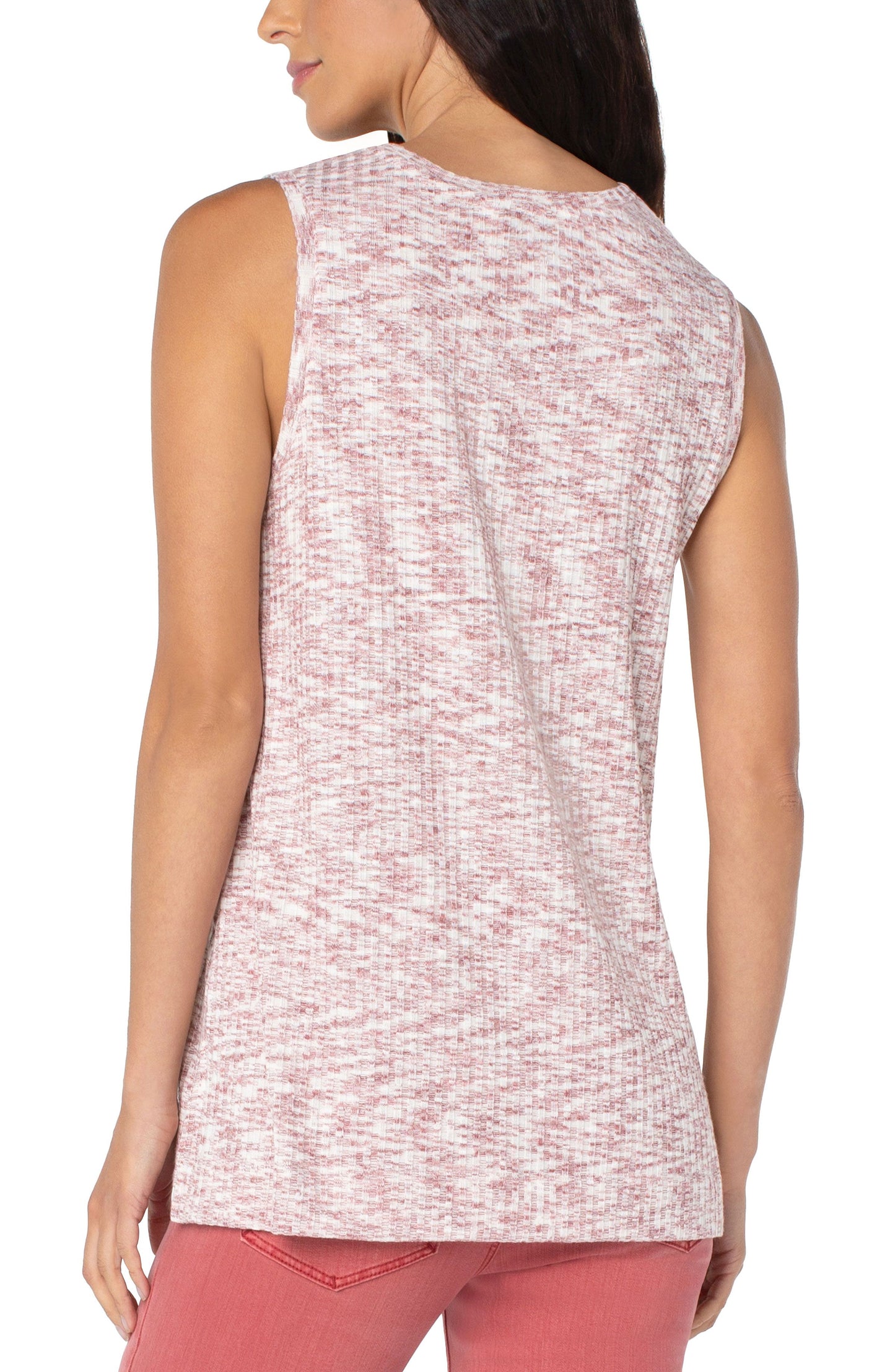 Liverpool Sleeveless Scoop Neck Knit Top (space dye pink/Cream)