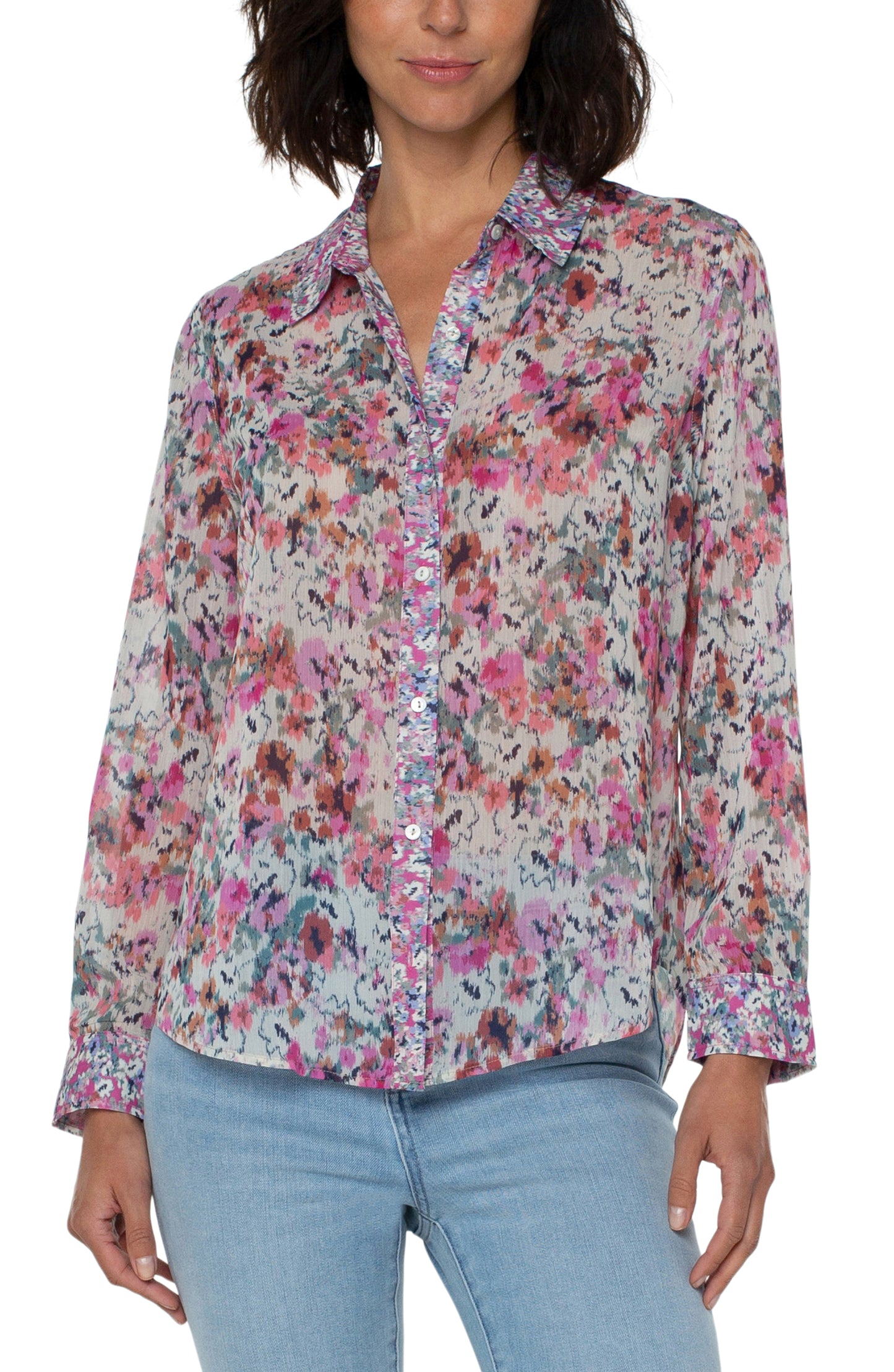 Liverpool L/S Button Front Shirt (Painted Floral)