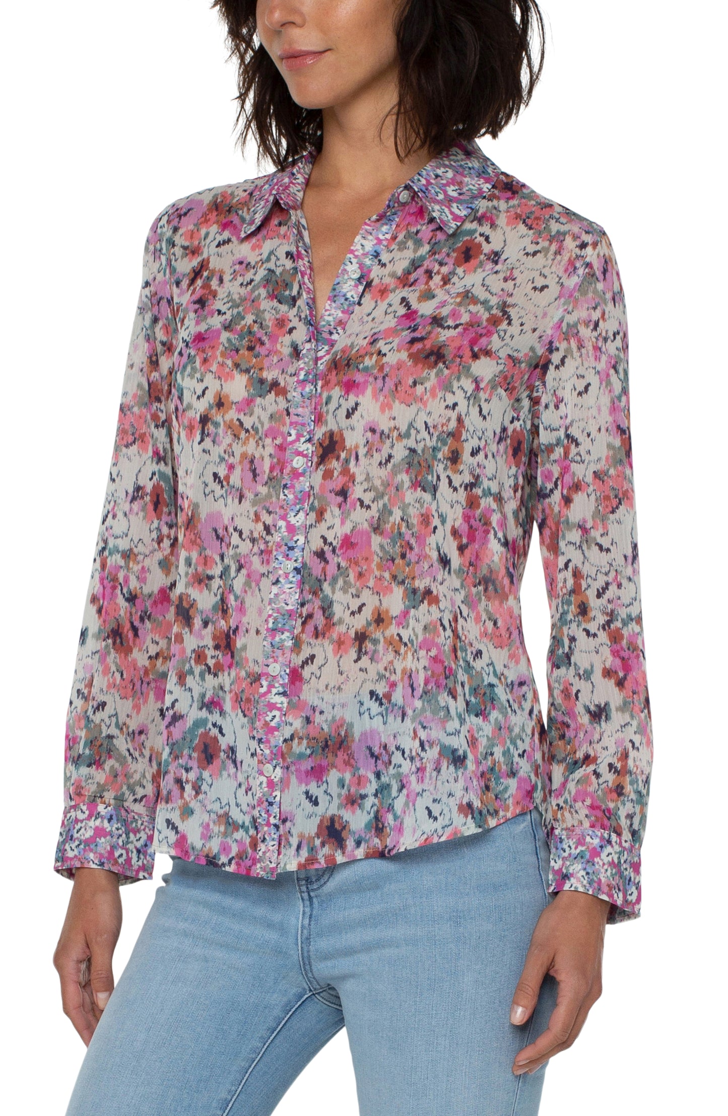 Liverpool L/S Button Front Shirt (Painted Floral)