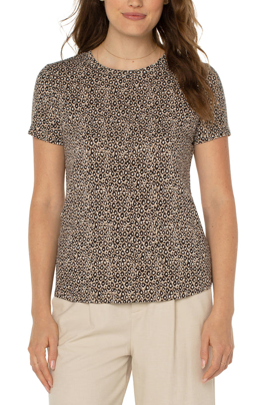 Liverpool Slim Fit Crew Neck Tee (taupe mini painted cheetah)