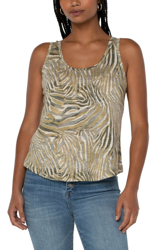 Liverpool Scoop Neck Slub Knit Tank (Abstract Tiger)