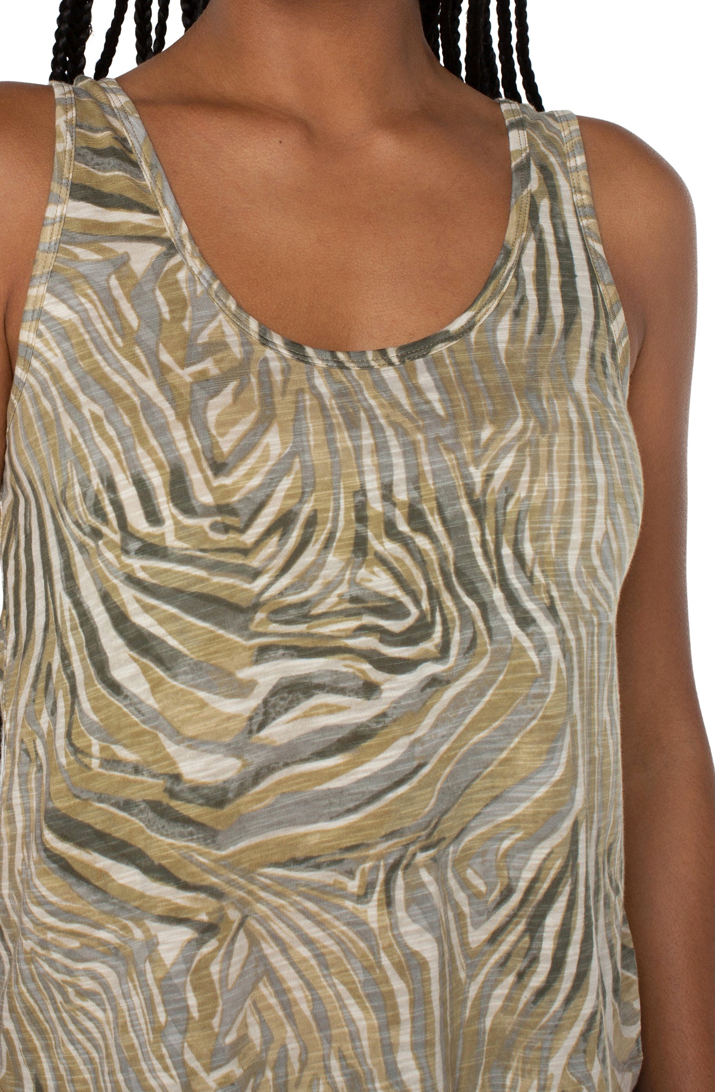 Liverpool Scoop Neck Slub Knit Tank (Abstract Tiger)