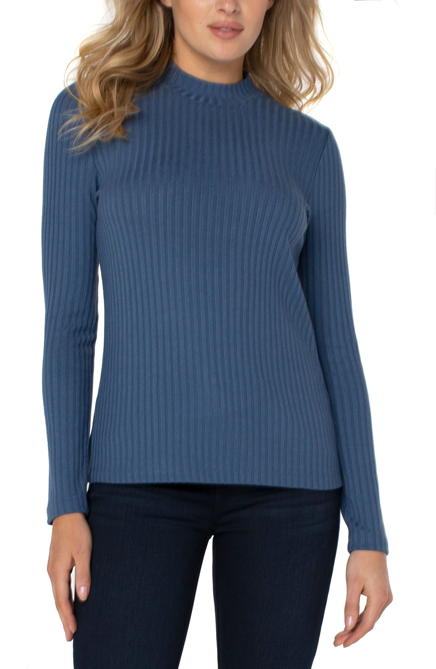 Liverpool Mock Neck Long Sleeve Basic Sweater (Solid Colors)