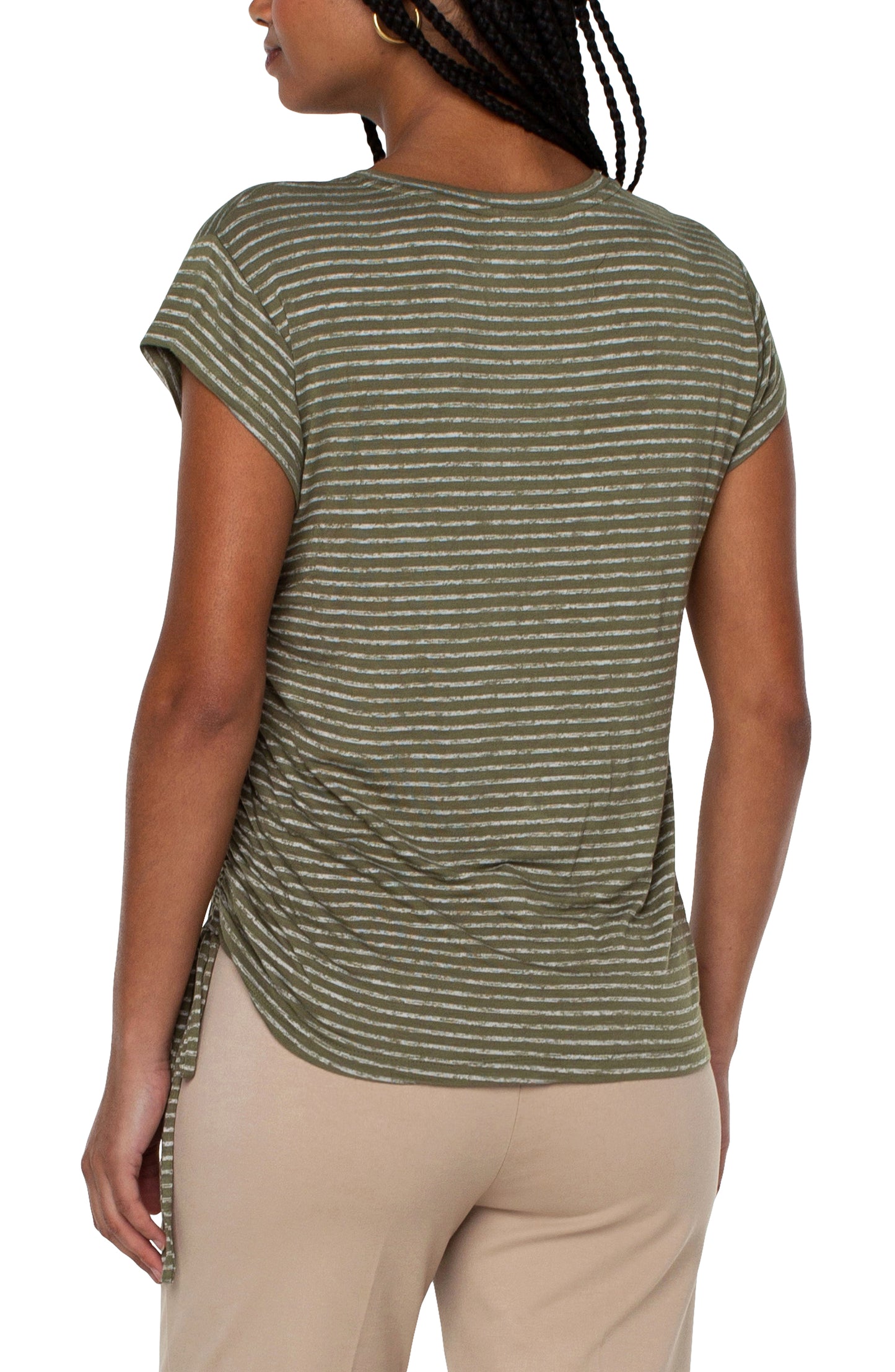 Liverpool Short Sleeve Scoop Neck w/side Tie Detail